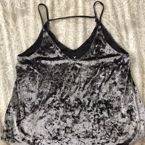 American Eagle silver velvet tank top